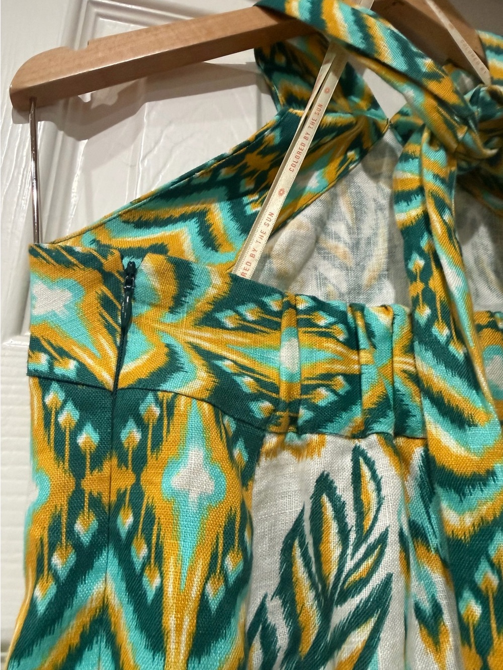 NWT FARM Rio Green & Yellow Halter Dress - Picture 12 of 16